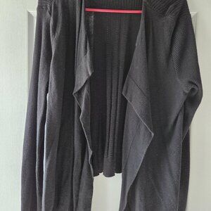 Faded Glory Sweater Cardigan Black Long Sleeve